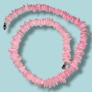 Vintage Pink Shell Chip Necklace 90s Y2K Surfer Beach Choker Boho 18in